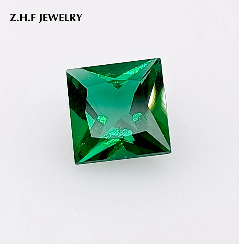 Synthetic Emerald Zambian Hydrothermal created Emerald Princess cut 6mm 0.95ct Wholesale loose gemstones