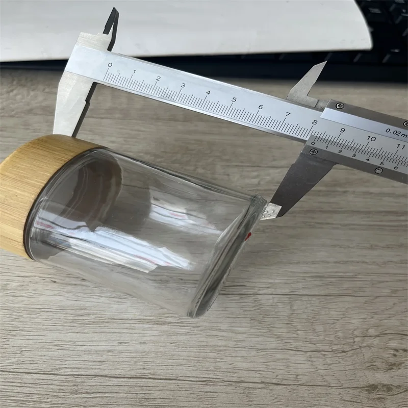 Wholesale Glass Containers Bamboo Lip 2oz 3oz Dry Flower Bamboo Wooden Glass Jar with Wooden Lid