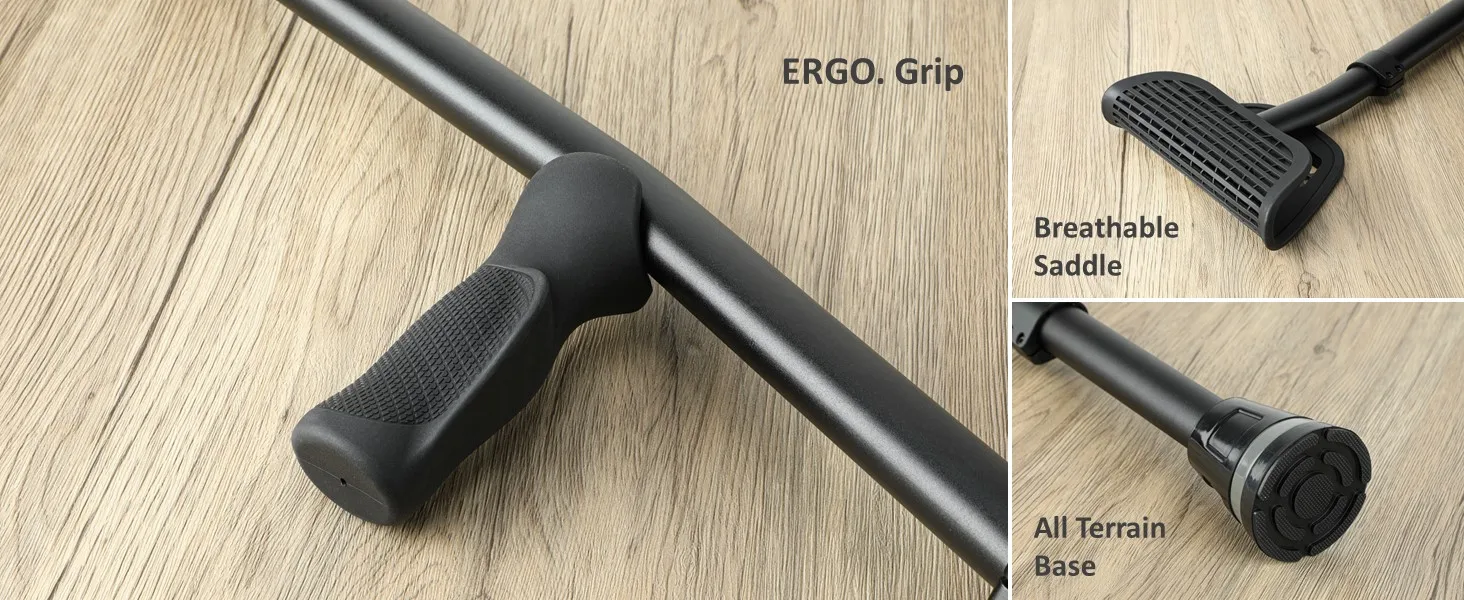 Rehand Aluminum Disabled Walking Cane Elderly Elbow Crutch Recuperator Height Adjustable Underarm Crutches