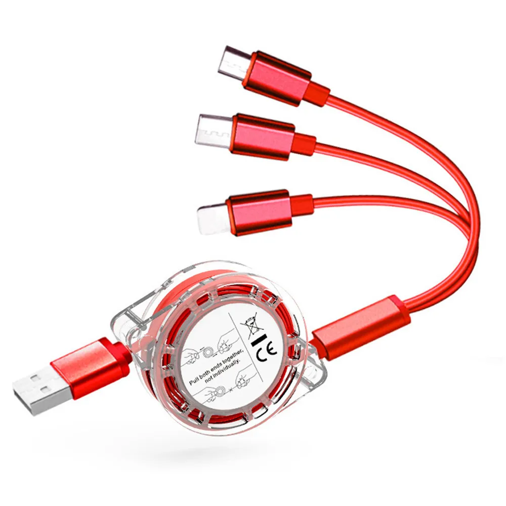 3 in 1 Multi Retractable Data USB Fast Charging Cable Type-C Micro For iPhone Samsung Huawei Xiaomi Wholesale