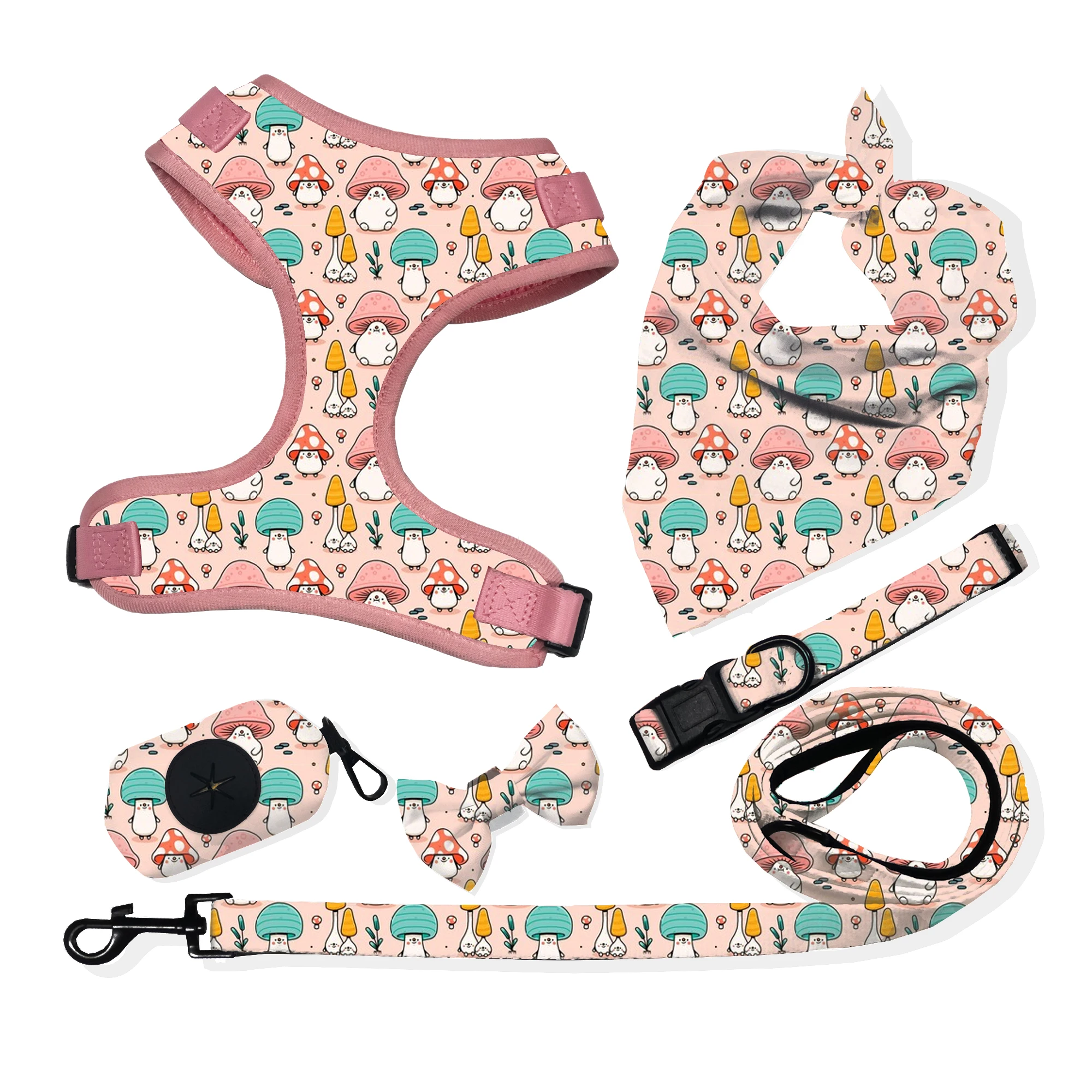 Neck Adjustable Harness for Dogs Comfortable Dog Accessories Custom Dog Harness with Matching Collar and Leash