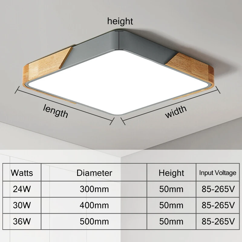 Indoor Lighting AC110V 220V Original Natural 24W 30W 36W Flat Ceiling Light Wood Grain Modern Nordic LED Ceiling Light