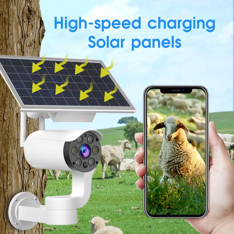 3MP Solar Camera 6000mAh Rechargeable Battery Panel Outdoor IP66 PIR Motion Wireless WIFI IP Camera Video Surveillance