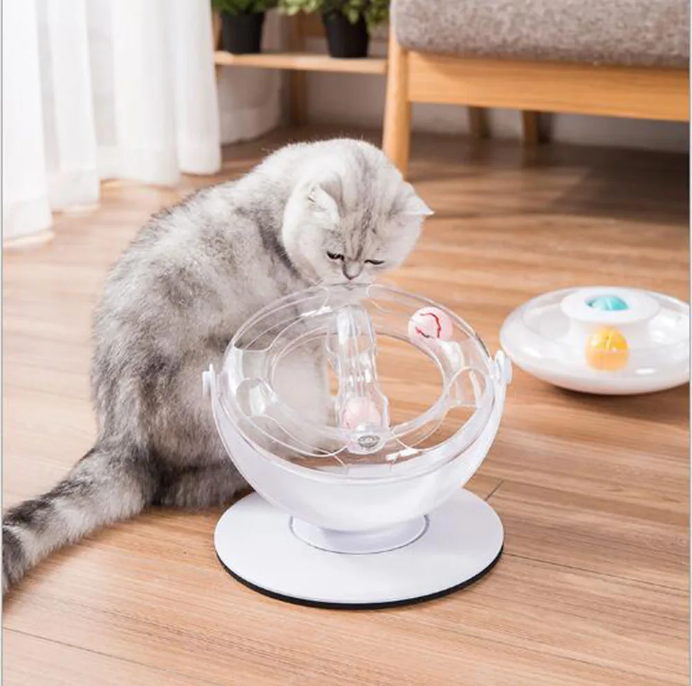 
Space double ring colorful ball cat turntable teasing cat artifact pet cat toy 