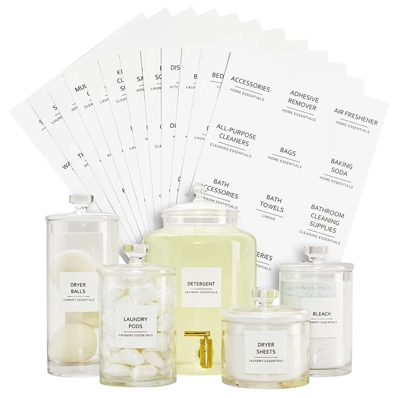 Custom Beauty and Makeup Preprinted Stickers Bathroom Labels Talented Kitchen Script Bathroom Organization Labels White Bath