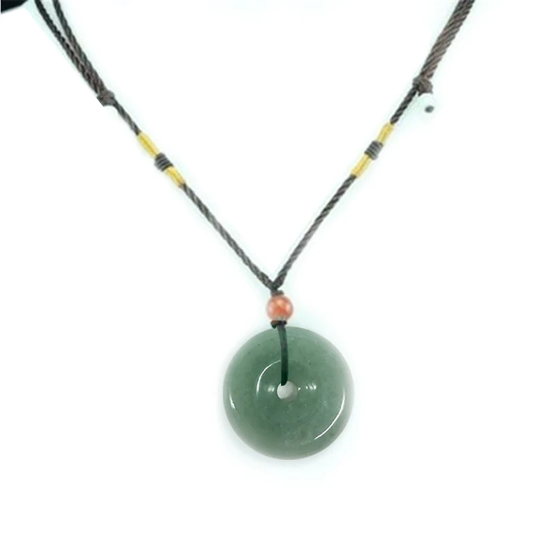 Natural Jade Pendant Necklace Safety Button Circle  Jade Necklace Pendant