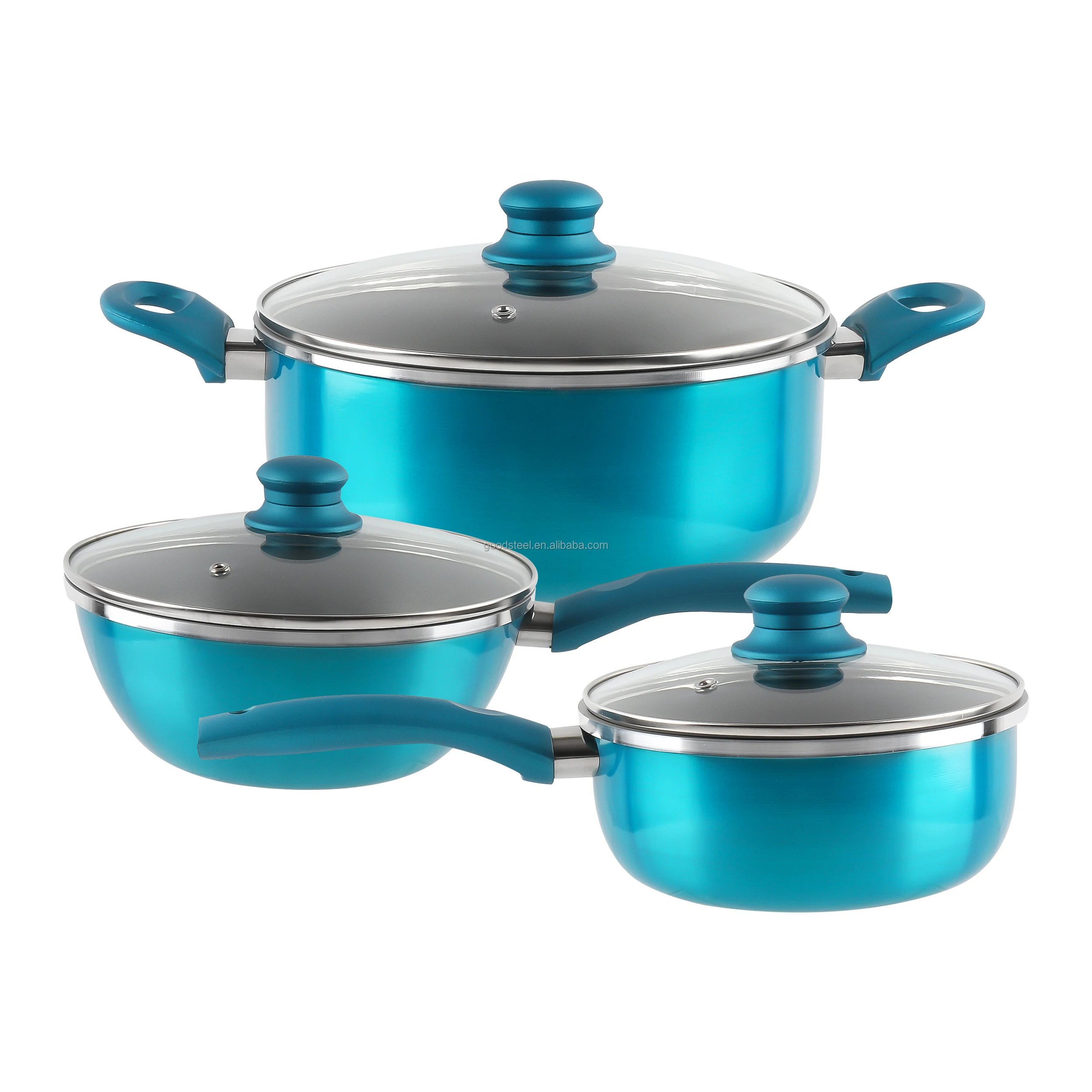 Ruby Red Fine Diamond Coat IH Compatible Gray Ceramic Coating Nonstick Aluminum Cookware Set MSF-6656