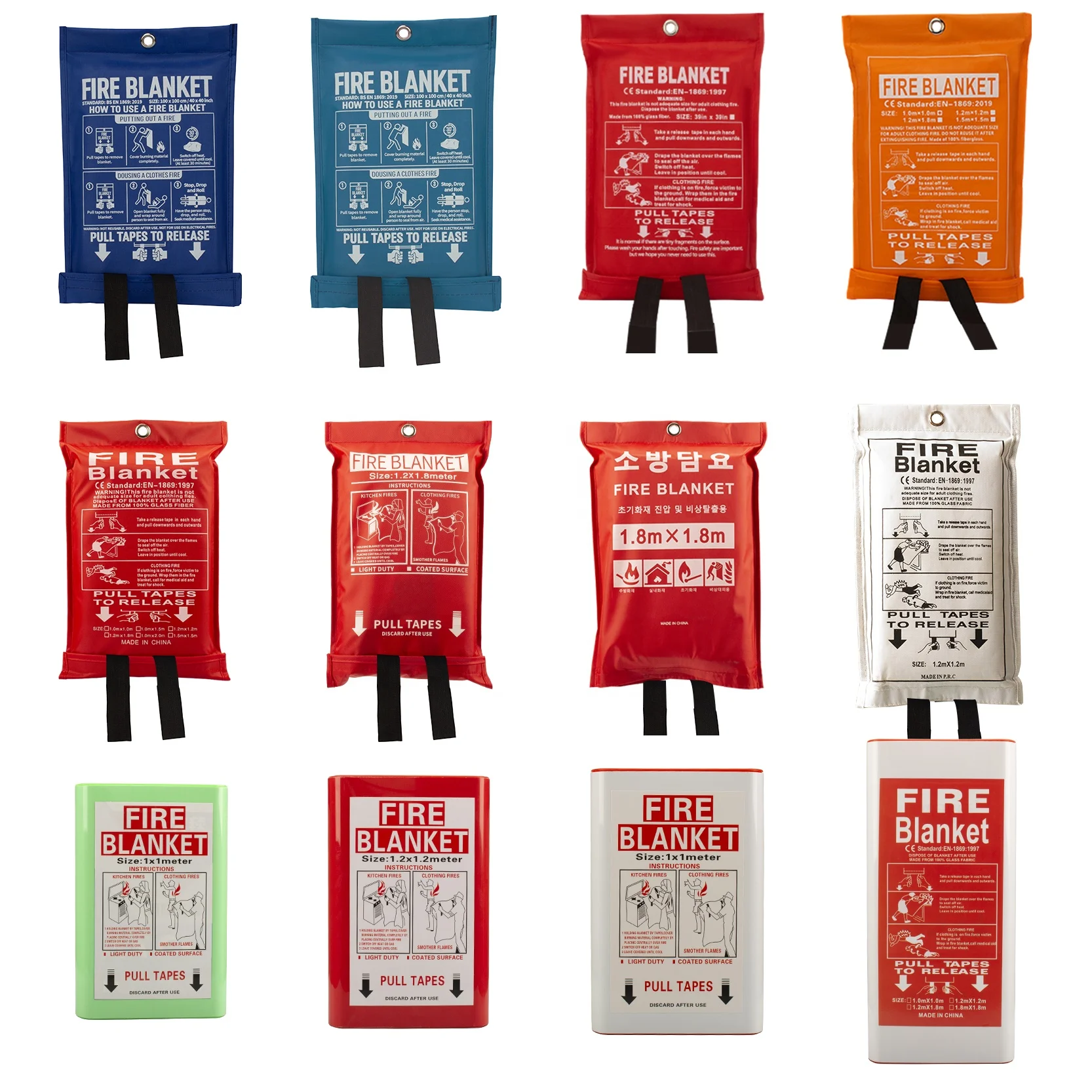 1m x 1m Flame Retardant Safety Fireproof Fiberglass Emergency Fire Blanket for Home Kitchen