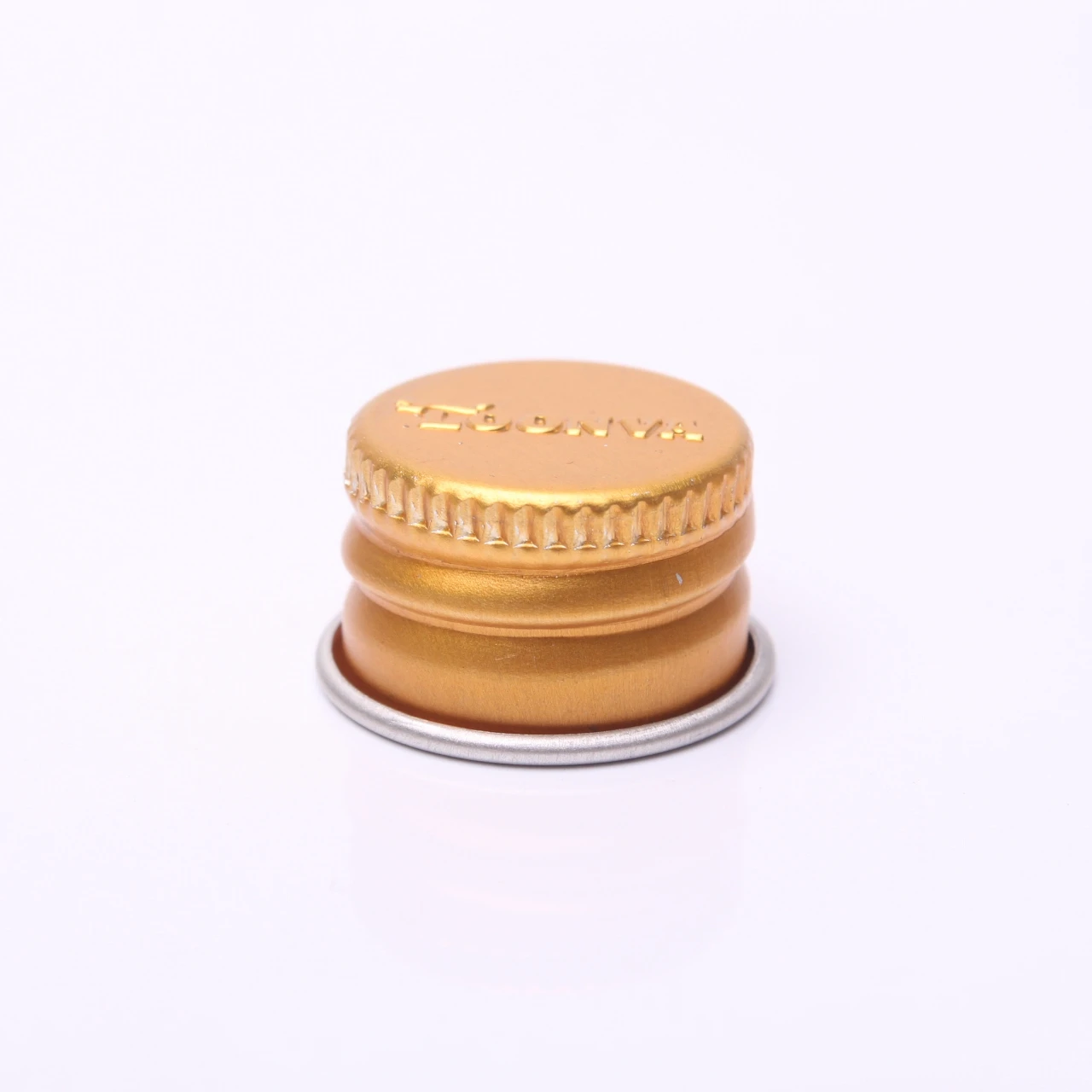 18mm 20mm 24mm 28mm Printed Gold Black Threaded Aluminium Cap for Boston Round Glass Bottle/ Tubular Glass Vials With Liner