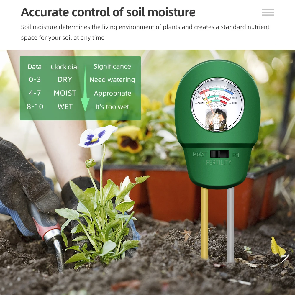 Digital 3 in 1 Garden Planting Tool PH Moisture Analyzer Monitor Soil Fertility tester