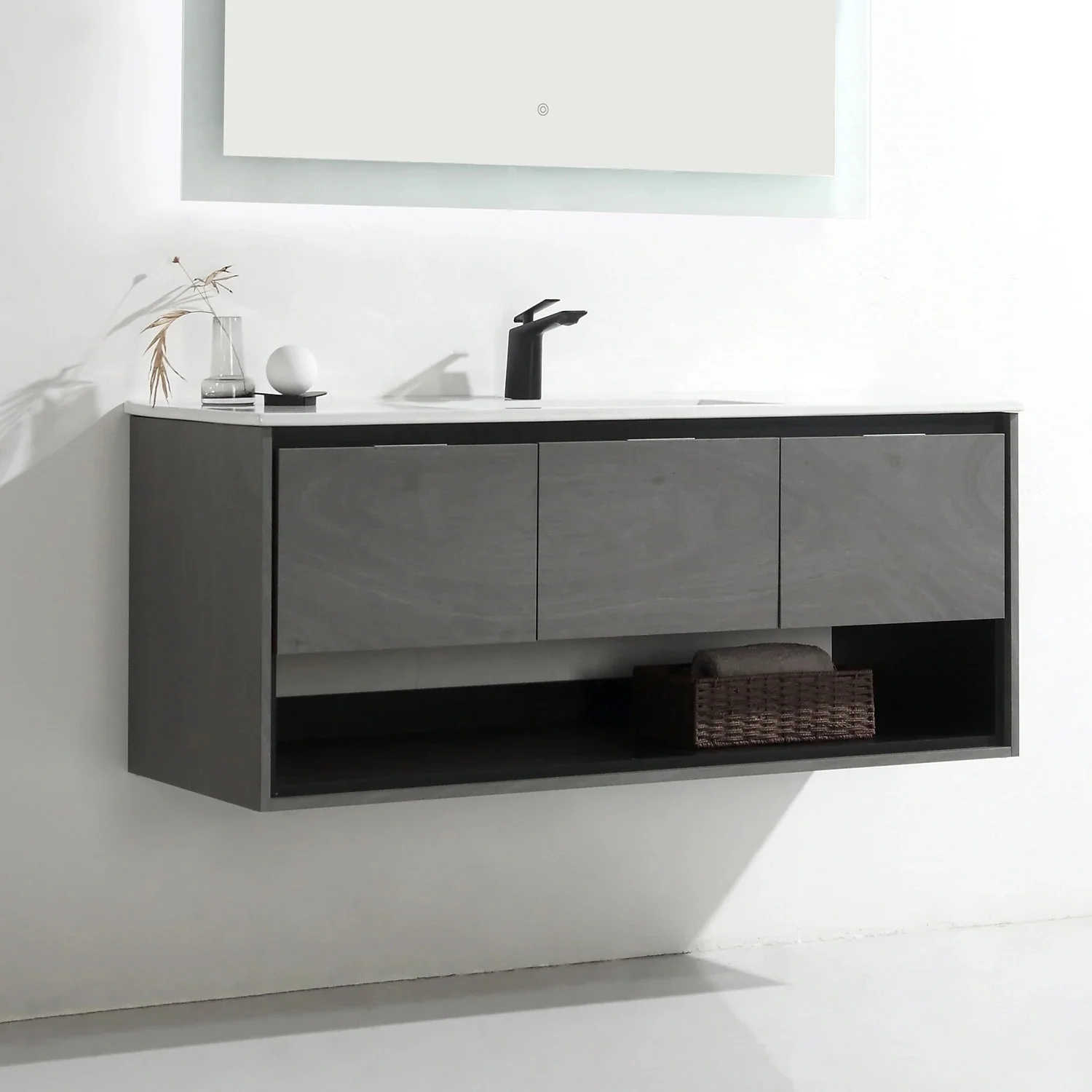 48 Inch Bamboo Bathroom Vanity Plywood Vanity Cabinet With 1 Drawers Two Doors