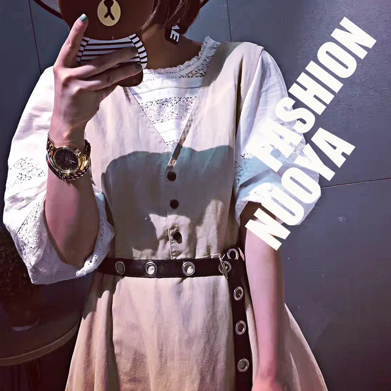 Punk Double Grommet Eyelet Hole Belt For Women Men Black Red Canvas Female Male Waist Strap Belts