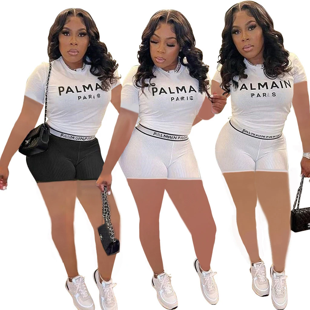 Women Short Sets Summer Short Sleeve O-Neck Tee Tops+Pencil Shorts Women Two Piece Set Tracksuits Outfit Legging Women Jogging
