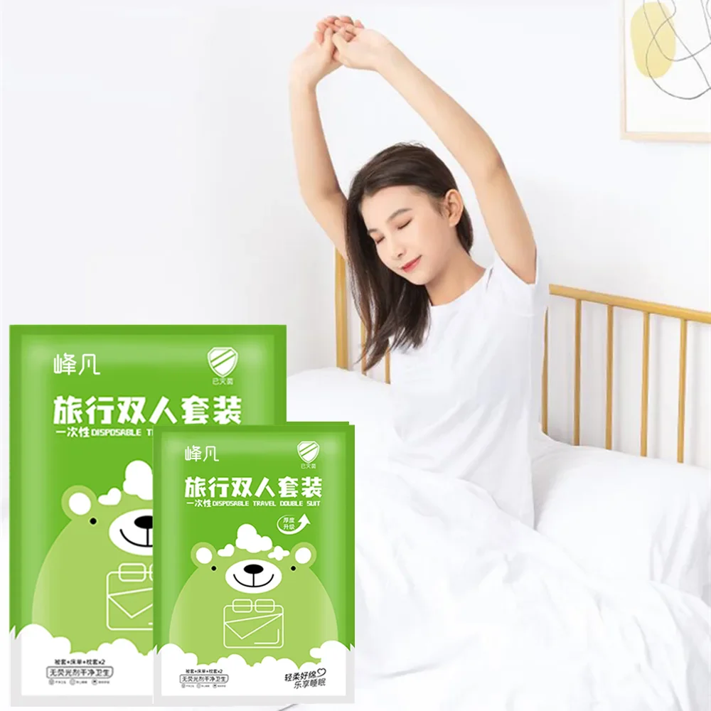 Nature White Sheet Set Organic Nonwoven Disposable Hotel Bed Sheets Set Travel Bedding Set