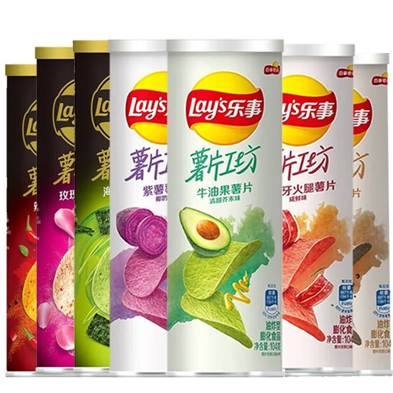 Wholesale lays 104g Potato Chips Canned Exotic Chips Chinese Snacks Classic Crispy Potato Chips