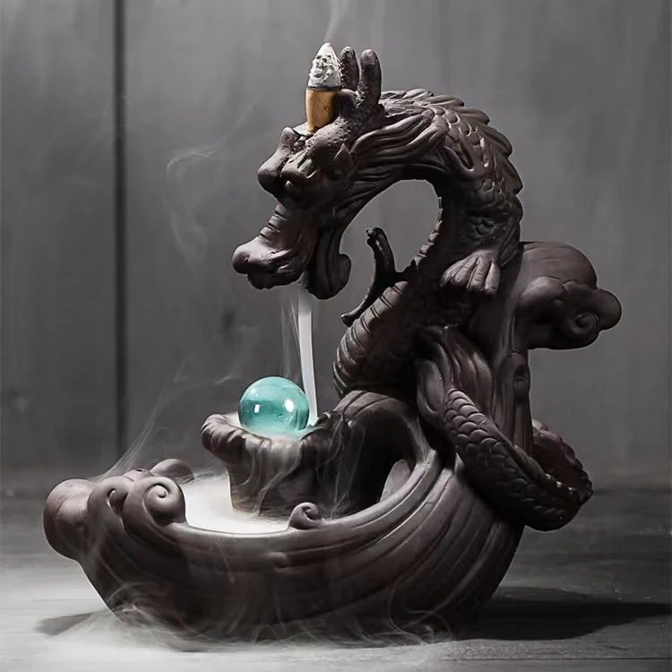 Popular Dragon Incense Burner Ceramic Backflow Incense Burner Dragon Ball Creative Waterfall Incense Holder