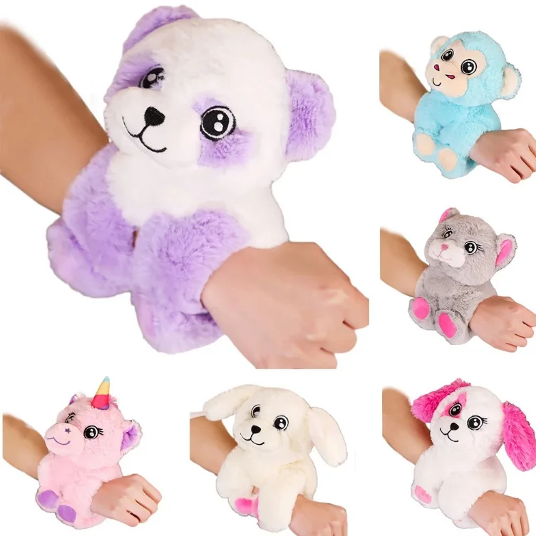 Botu toy Custom Soft Toy Stuffed Animal Snap Bracelet Plush Slap Bracelet Kids Toy peluche unicornio wholesale