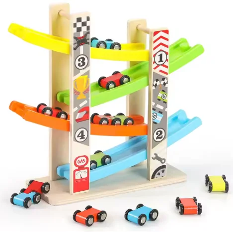 Baby wooden toys educational children car board game children fun car racing speed racing track car game toy set