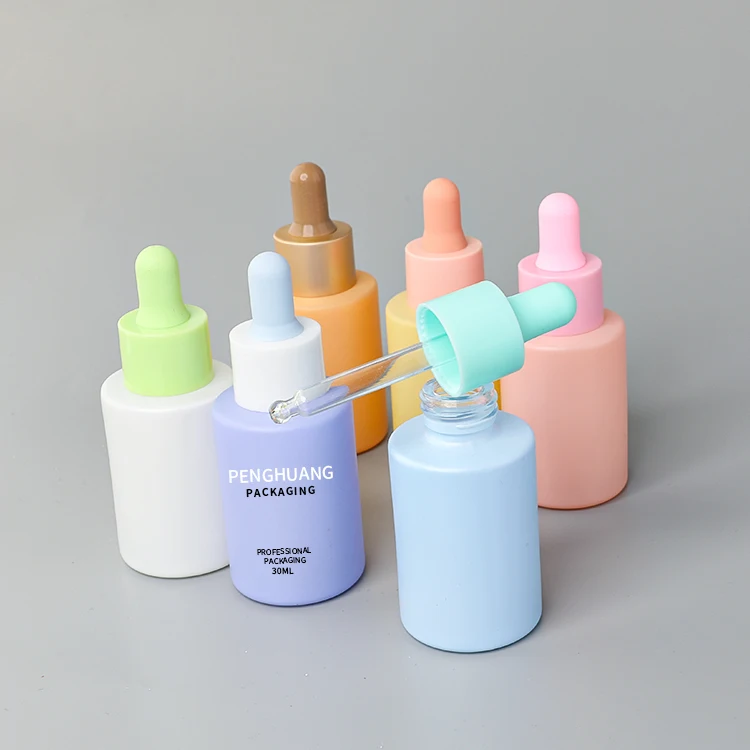 free sample dropper serum Bottle 30ml  painted Colorful dropper glass essential oil Serum Bottle