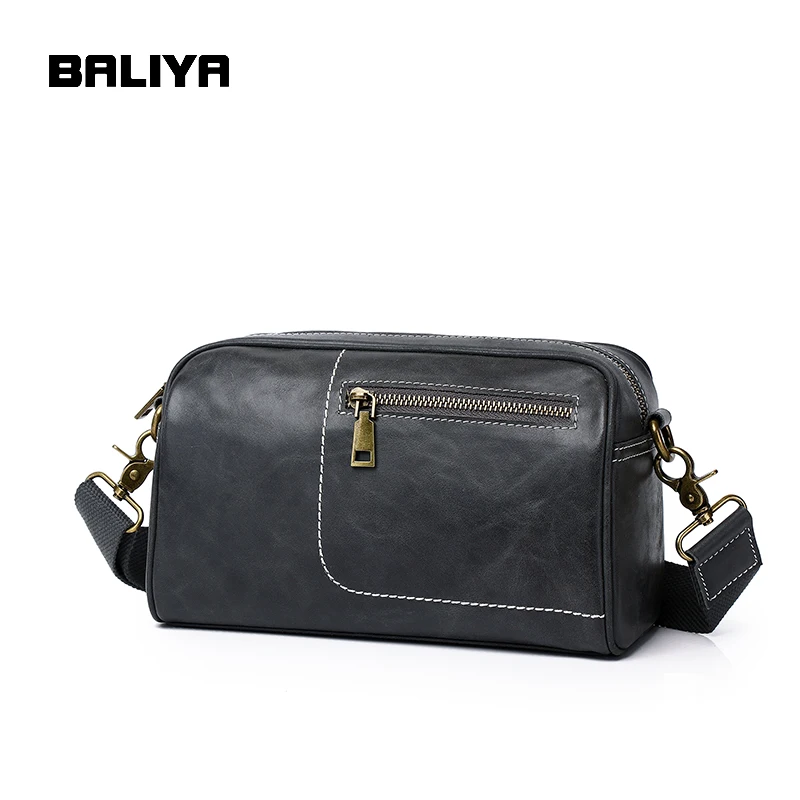 BALIYA Crazy Horse Leather Men Chest Bags Genuine Leather Crossbody Sling Shoulder Bag Leather Chest Bag for Men