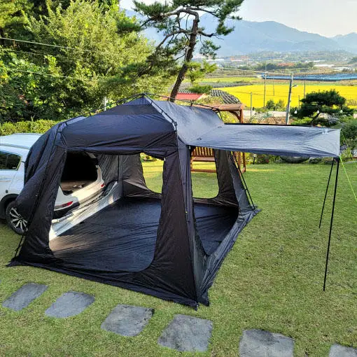 Portable Outdoor 210D Oxford PU Automatic Quick Opening Car Tailgate Tent Shade Tent SUV Car Rear Tent for Camping