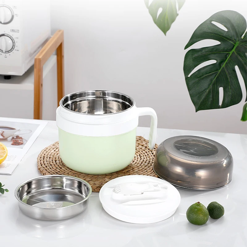 Multi-function Stainless Steel Induction Meal Cup Round Food Container With Lid And Tableware