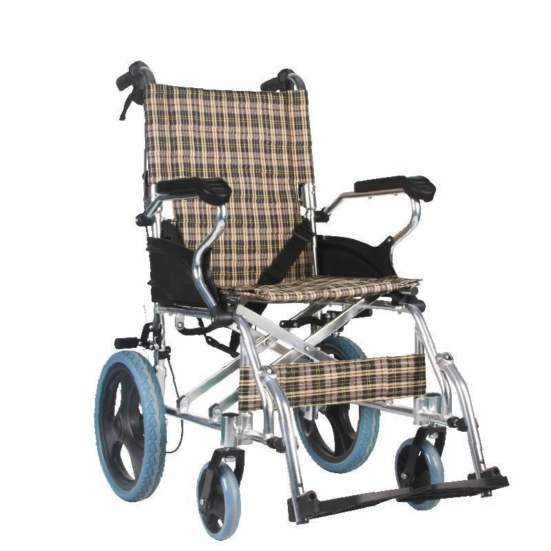 Japan Korea Hot sale wheelchair Plaid with Safety belt Optional Nano-scale blue-emitting phosphor Portable Aluminum wheelchair