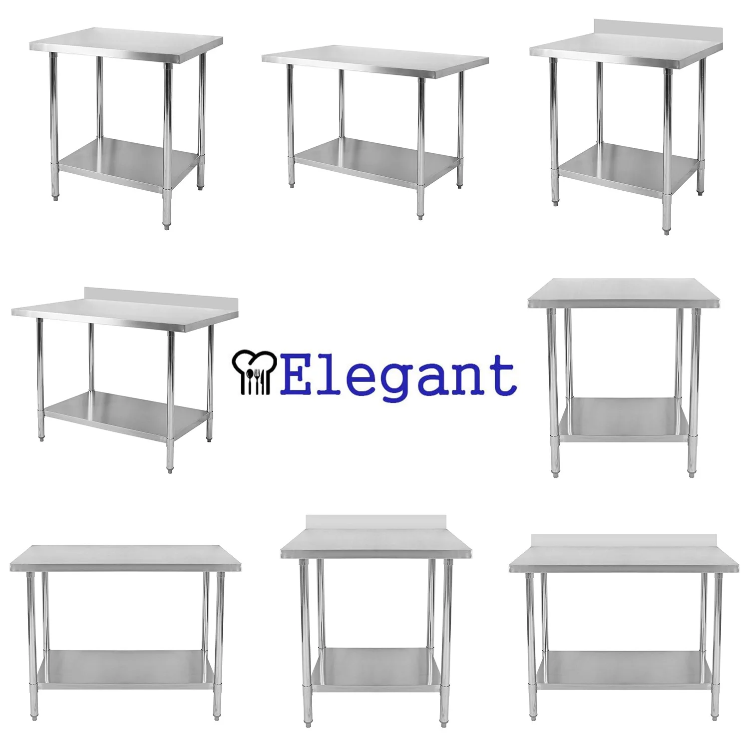 NSF Metal Commercial Stainless Steel Kitchen Prep Work Working Table for Home Hotel Kitchen Restaurant