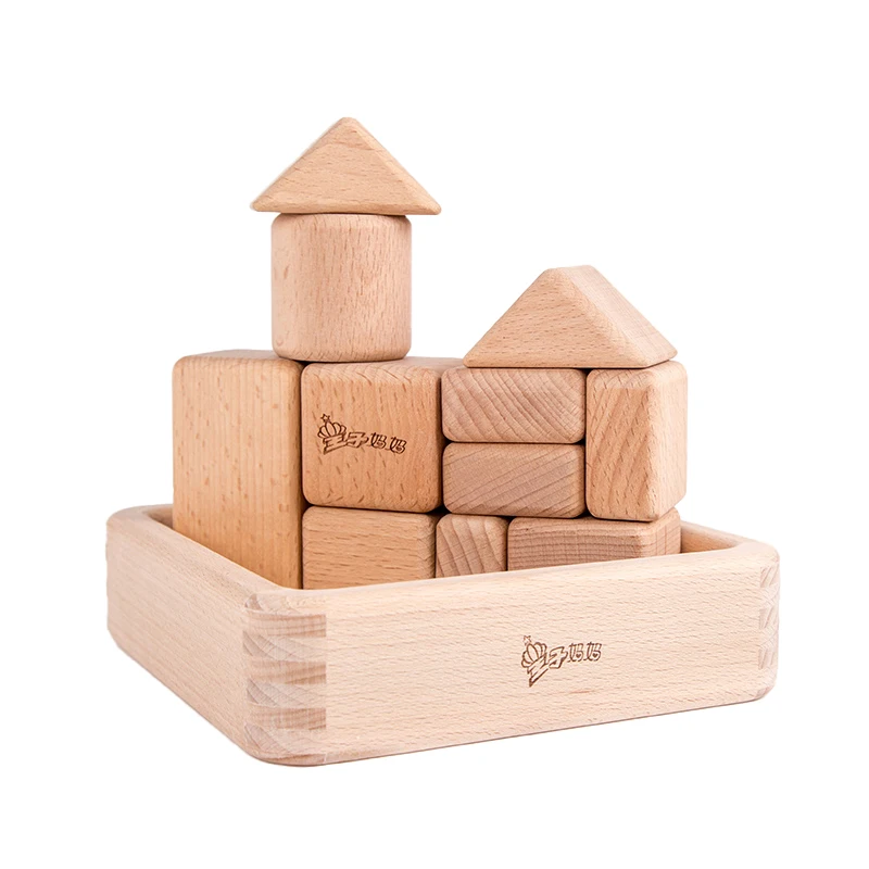 Geometric 11pcs Wooden Building Blocks Toys Solid Wood Stacking Bricks Construction Safety log Toy Sets