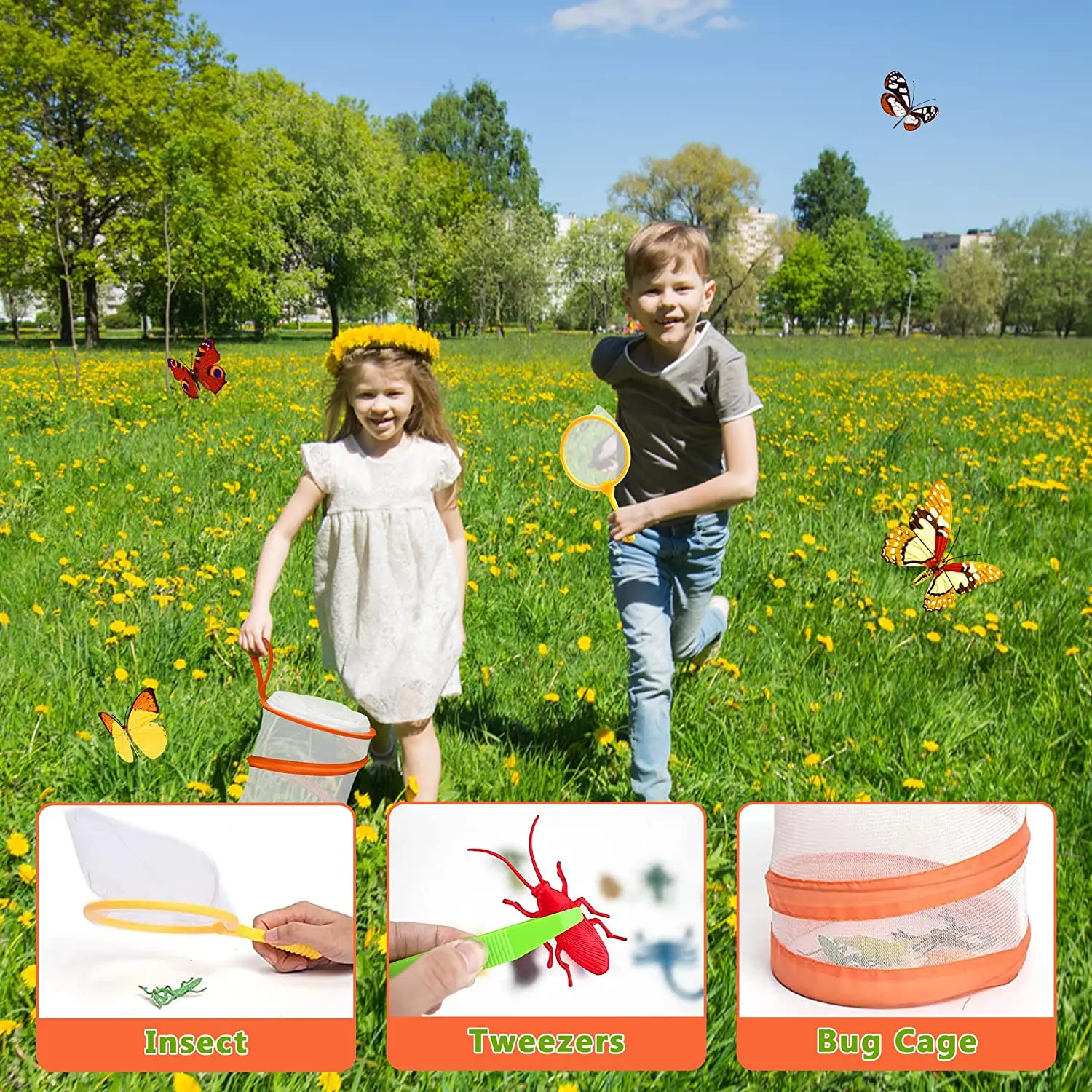 Outdoor Exploration Kit for Kids Binoculars Flashlight Compass Whistle Magnifying Glass Backpack Educational and Pretend Play