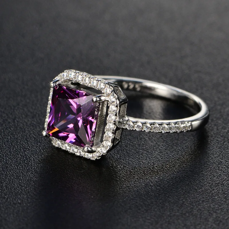 YANYI Vintage 925 Sterling Silver Super Shining Princess Square Ring Micro-inset With Diamond-filled Zircon Jewelry