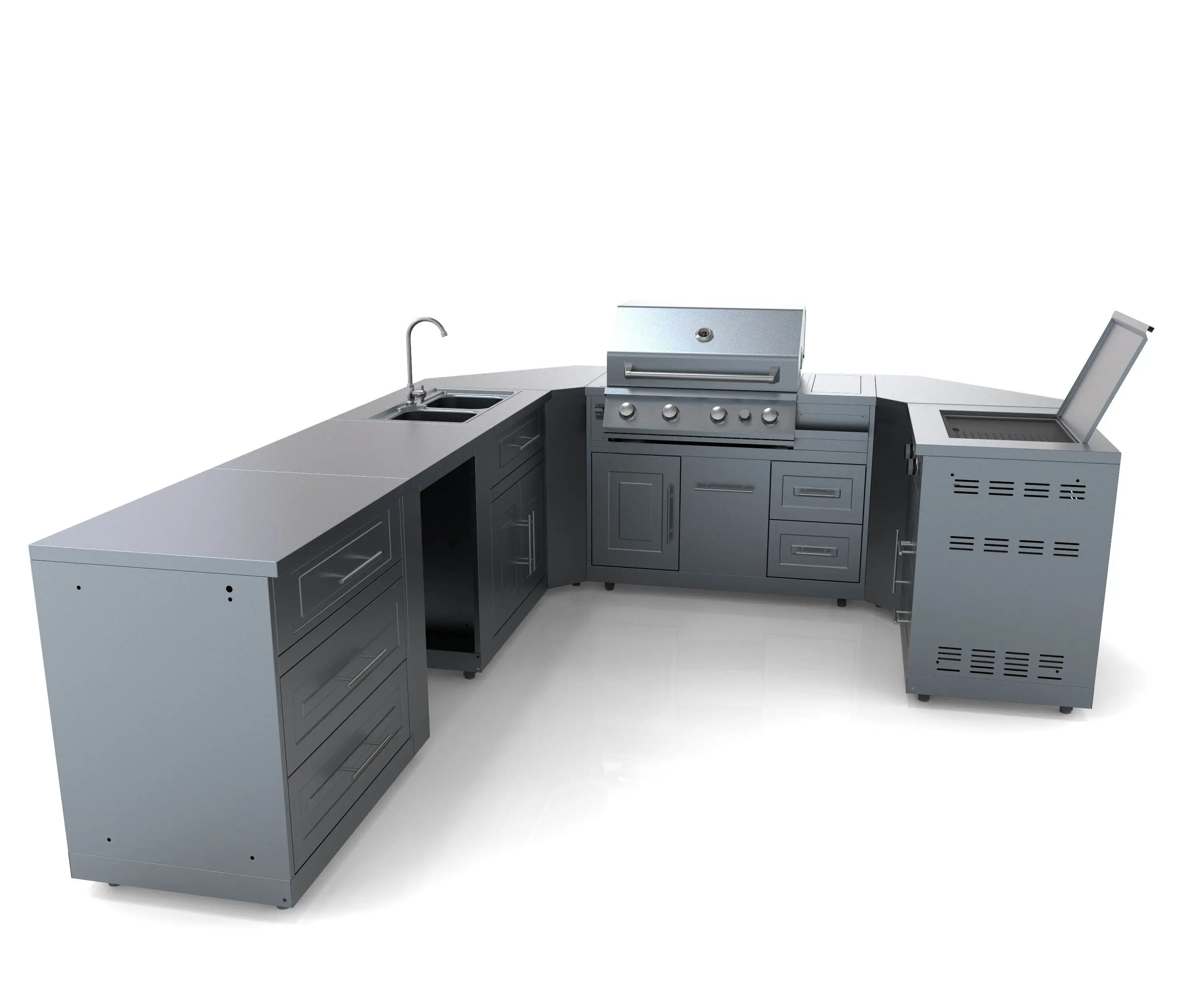 Высококачественная Открытая кухня из нержавеющей стали 304 может собираться свободно