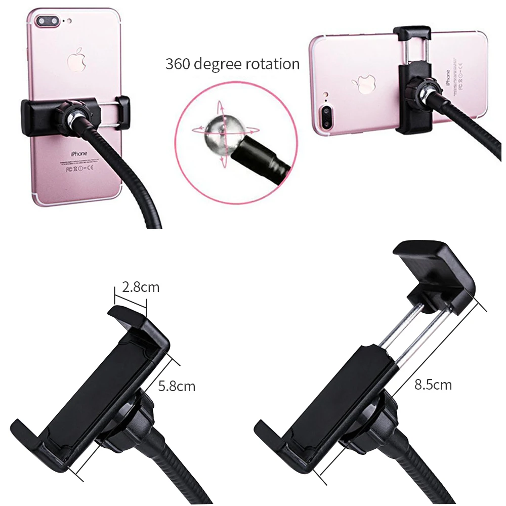 3.5 inch 9CM LED Ring Light with Flexible Mobile Phone Holder Lazy Bracket Desk Lamp LED Light for Live Stream Office Kitchen