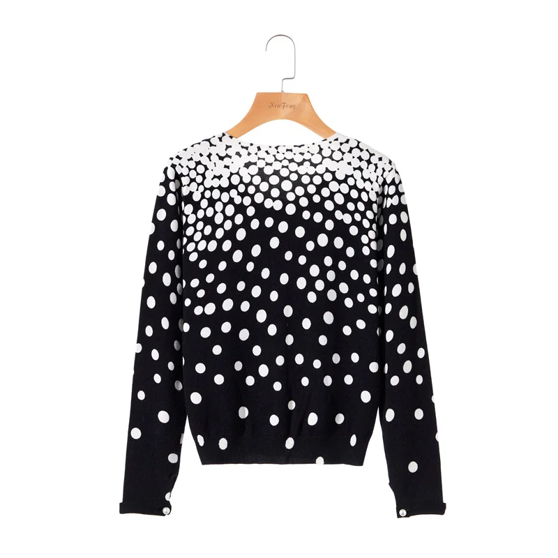 Зимний длинный вязаный пуловер на заказ, мягкий точечный вязаный женский дизайнерский свитер с принтом логотипа, модные свитера для девочек