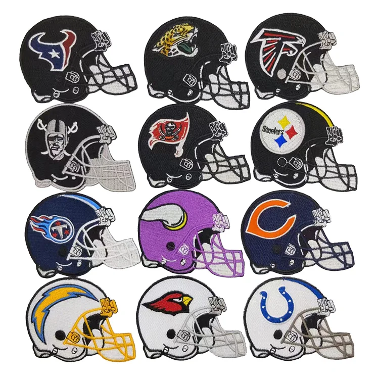 Long Lasting embroidered patches for various football teams baseball hats custom embroidery helmet patches trucker  patches
