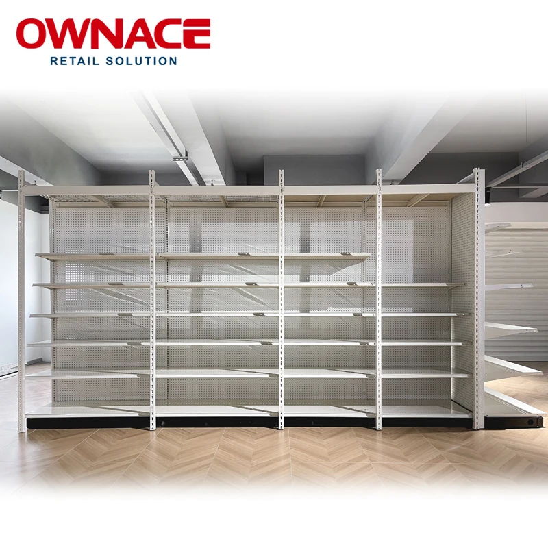 Ownace US Type American Customized Logo Acceptable Double-sided Type Metal Gondola Shelf Gondola Shelving
