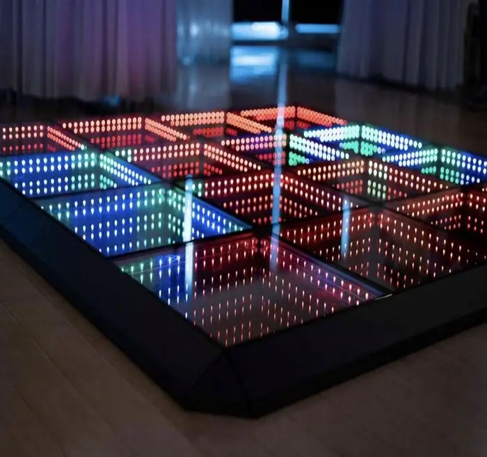 Китайский поставщик зеркало 3D Танцы Бесконечность светодиодный свет освещение Pix стекло танцпол