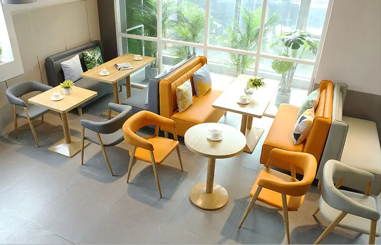 Restaurant Sofa Bench with Table Sets Single Double Side Booth Cafe Wood Frame Dining Chair