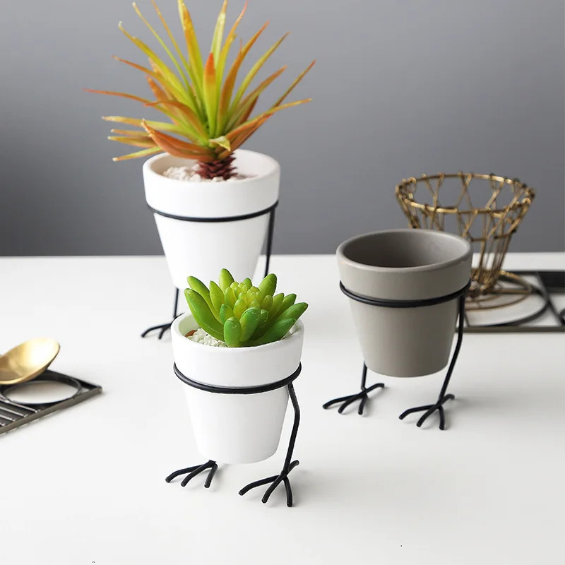 ins Nordic simple iron stoneware succulent red clay self-absorbent flower pot