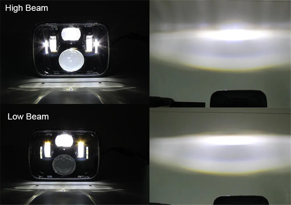 12/24V Led Square Headlight For Trucks DOT High Low Beam Car Led Headlight 55W bright car headlamp for pickup accessories