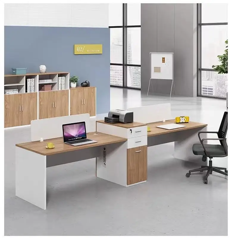 High quality 3 person partition workstation tables with wire box computer desk
