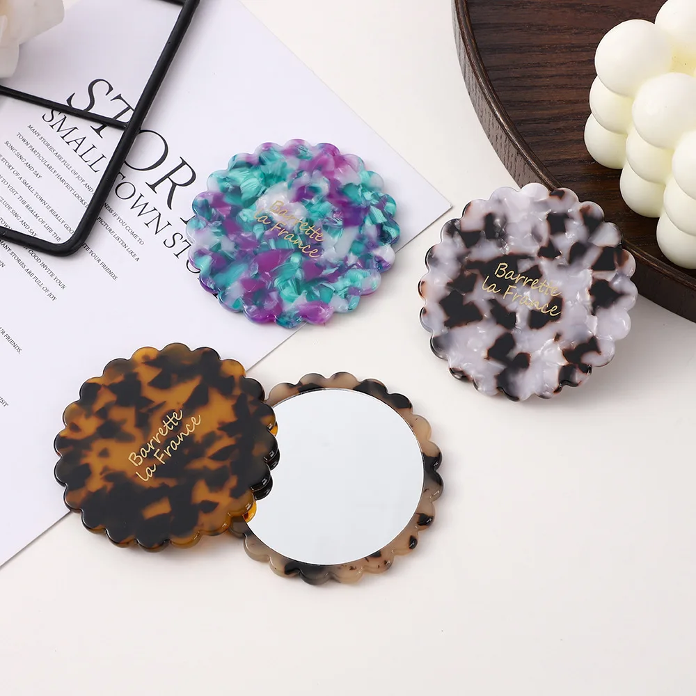 SAIYII New Thickened Flower Round Shape Acetate Makeup Mirror For Woman