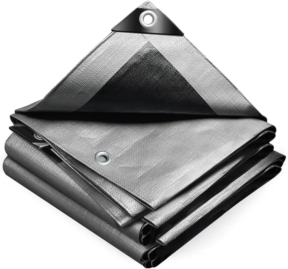 Linyi PE Tarpaulin Black Silver Tarp Material Waterproof Tarpaulin