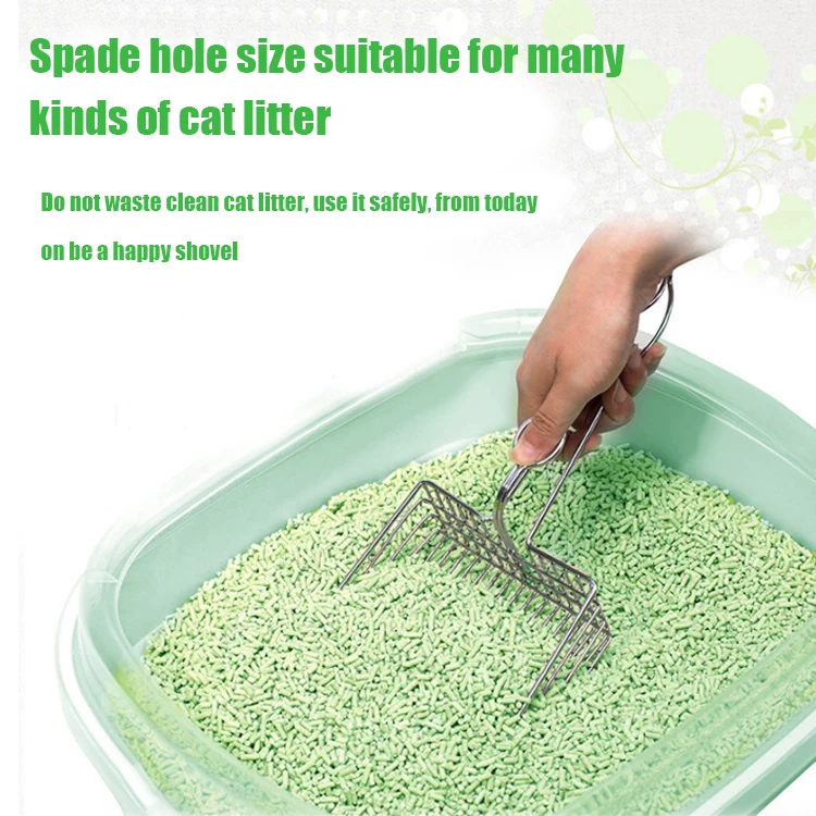 Hot selling Unique Wholesale Long Handle Stainless Steel Cat Litter Scoop Cleaning Non-Stick Cat Cleaning Products Small Hole