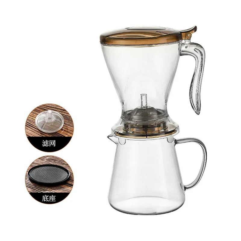 Stocked Lower MOQ 600ML 20 oz Customized Magic Tea Maker Leaf Tea Steeper Bottom Dispensing Teapot Easy Tea Infuser with coaster