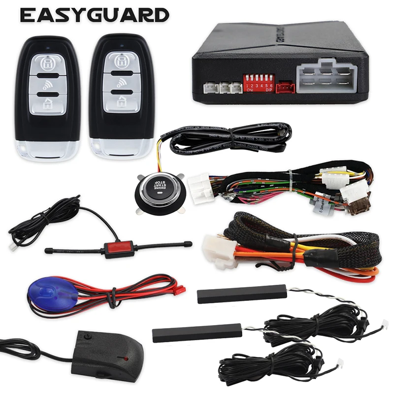 EASYGUARD Remote start PKE Shock warning  wireless car alarm system   DC12V