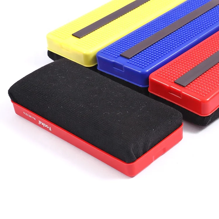 Foska Magnetic Dry Erase Ergonomic Design Blue Red Yellow 3 Colors Effective Cleaning Eraser for Whiteboard