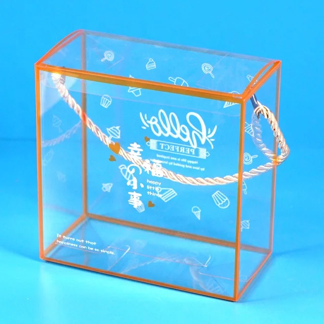 Wholesale factory price luxury customize style PET PP clear food gift plastic packaging box with rope