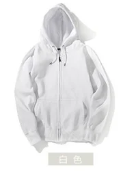 330g fleece zipper plus sweater men, round-necked hoodie long-sleeved sweater printed monochrome white sweater Korean wholesale