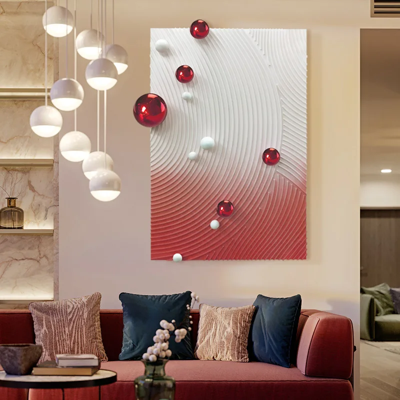 Modern Minimalist 3D Metal Ball Texture Relief Hand-painted Decoration Painting